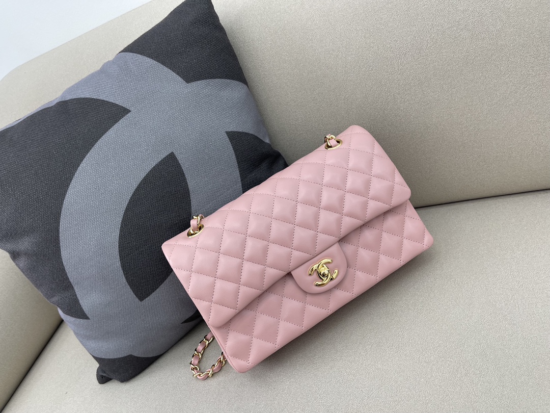 Medium Classic Flap Lambskin Bag AO1112 Purple Pink/Gold